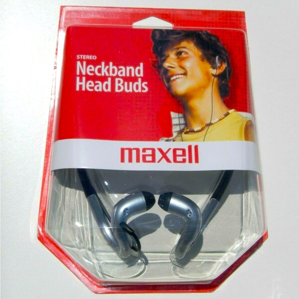 Maxell NB-HB-210 Stereo Neckband Sport Head Buds w/ single wire cord; Brand new!